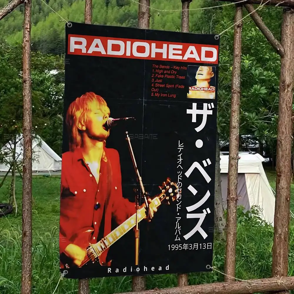 Rockband Radiohead Bunte Flagge Wandbehang Bohemian Wandbanner Mandala Innenraum-Kunstdekoration