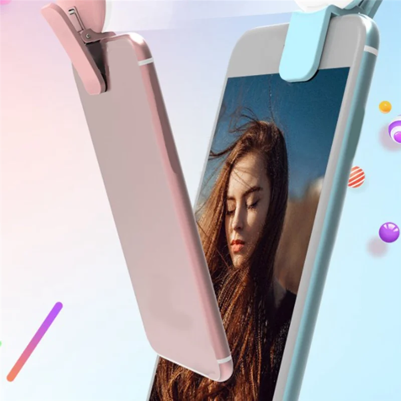 ABKI-Mobile Phone Fill Flash Lens Light Lamp Clip Three Stop Dimming Mini Durable Practical 10 LED Selfie Ring Beauty