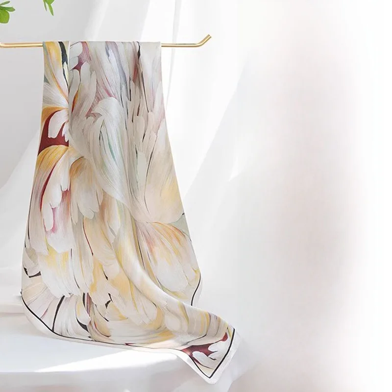 シルクスクエアスカーフ-本物のシルク-マルベリーシルク-女性用-多用途-エレガントな装飾ネックウォーマー-母の日ギフト-berry-garden