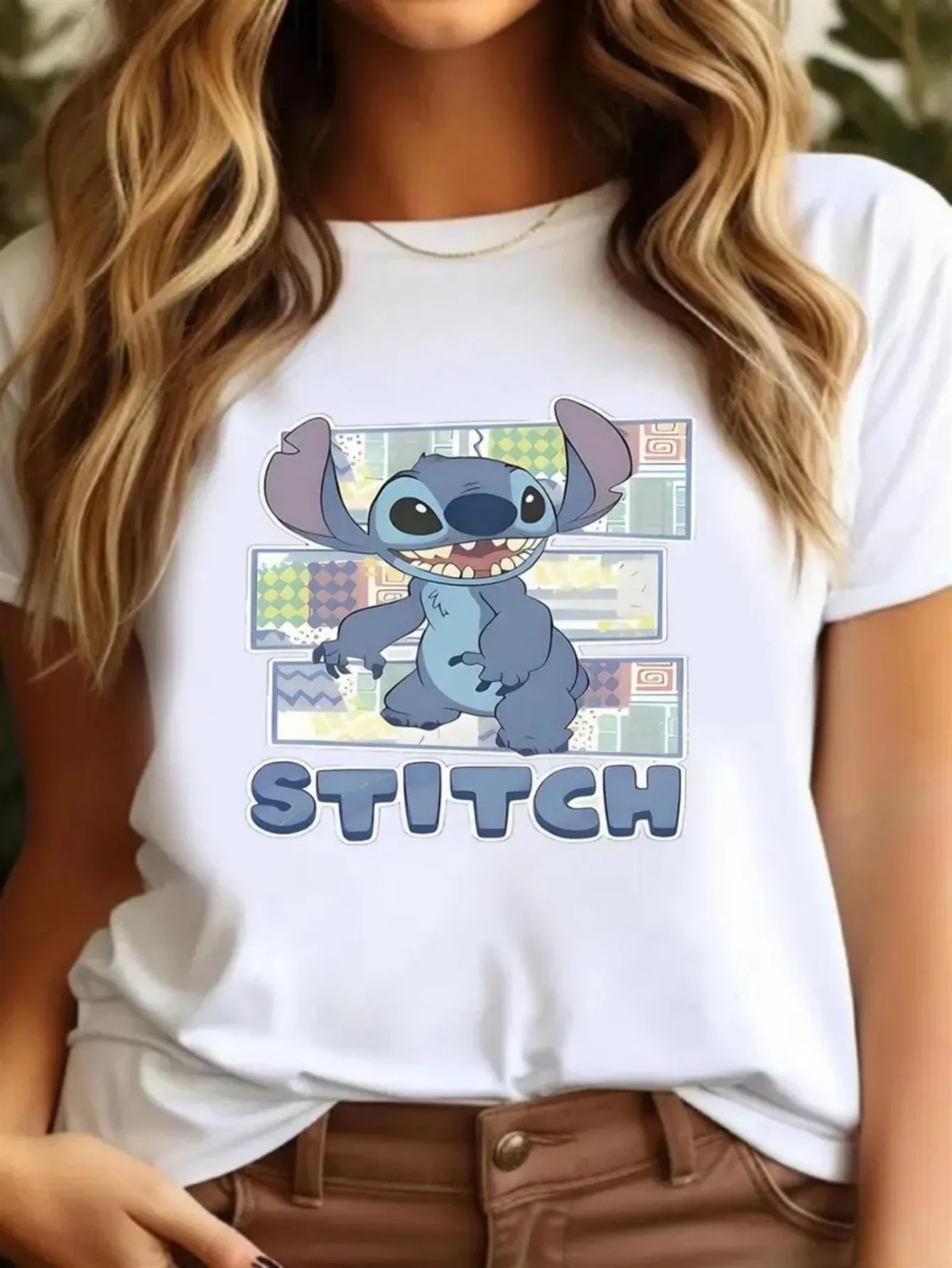 تي شيرت برسومات ستيتش للنساء - تصميم كرتوني لطيف، 100% مريح كاجوال بأكمام قصيرة، رقبة دائرية، قابل للغسل في الغسالة