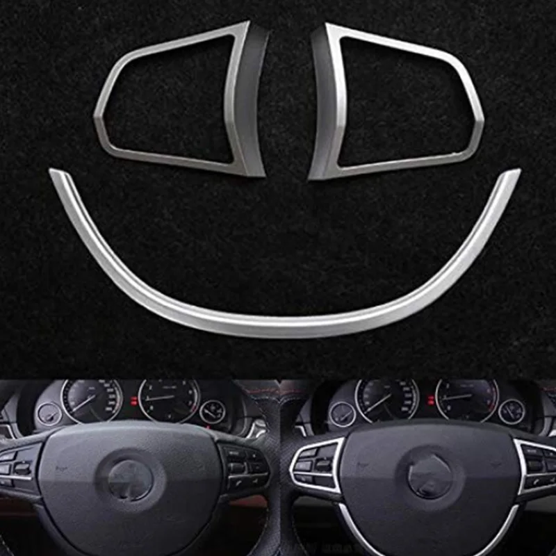 Fit For BMW F10 5 Series 525I 520I Car 2Pcs Left And Right Steering Wheel Button Cover Trim+1Pc U Type Car Styling Sticker ABS