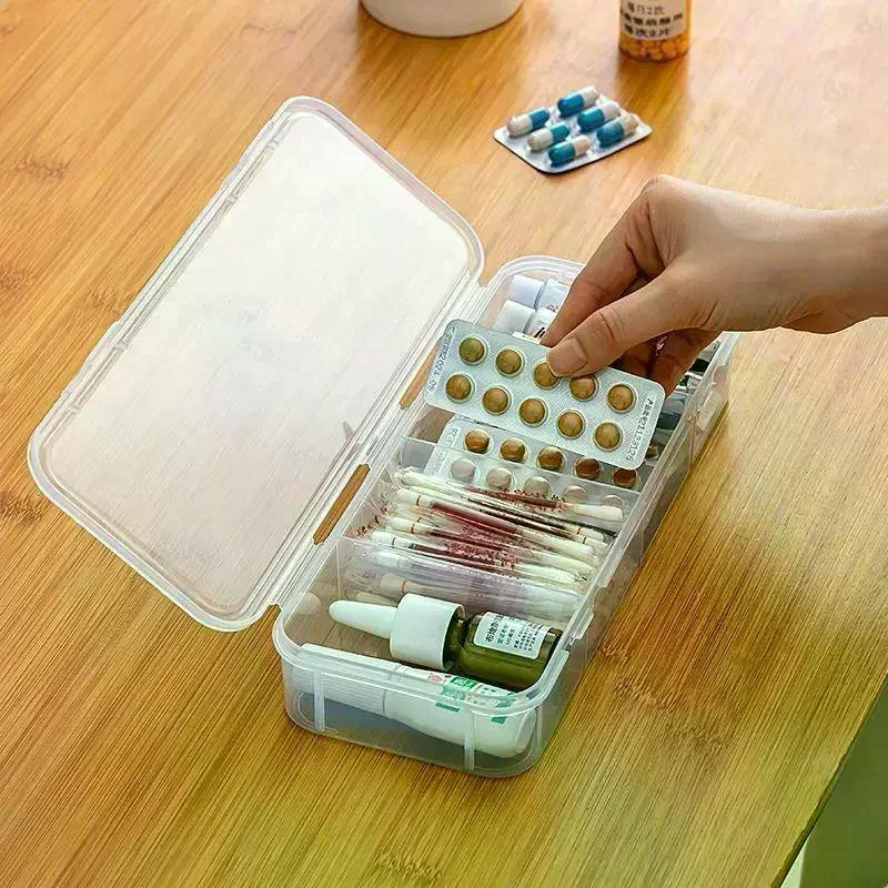 Transparent Plastic 4 Grid Storage Box,Dustproof Divided Organizer Case ,Desktop Cosmetic Small Items Storage