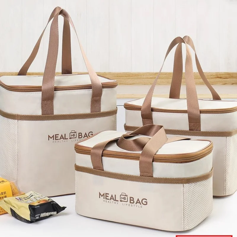 Bolsa térmica de viaje para comida congelada, Camping, Picnic, gran capacidad, portátil, fácil de limpiar, bolsa de almuerzo de papel de aluminio engrosada