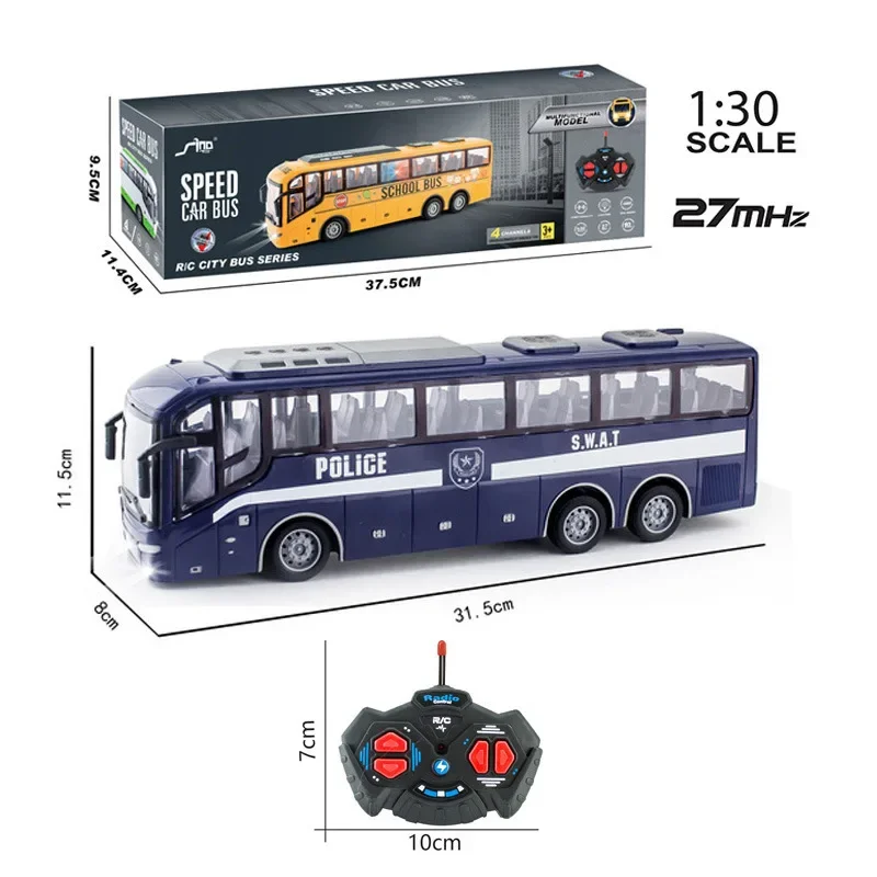 

Bus Electric Remote Control Car with Light Tour Bus School City Model Radio Controlled Machine Toys for Boys Kids