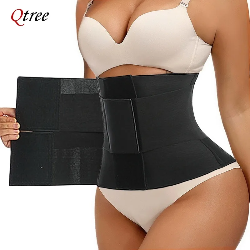 Qtree Waist Trimmer Belt Slimming Body Shaper for Women Tummy trainer Wrap Plus Size Invisible Weight Loss Belly Cincher Corset