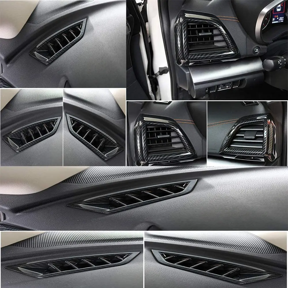 Cubierta de ventilación de salida de aire para coche, marco de decoración embellecedor de fibra de carbono para Subaru XV Crosstrek Impreza 2018-2021, accesorios, 6 piezas