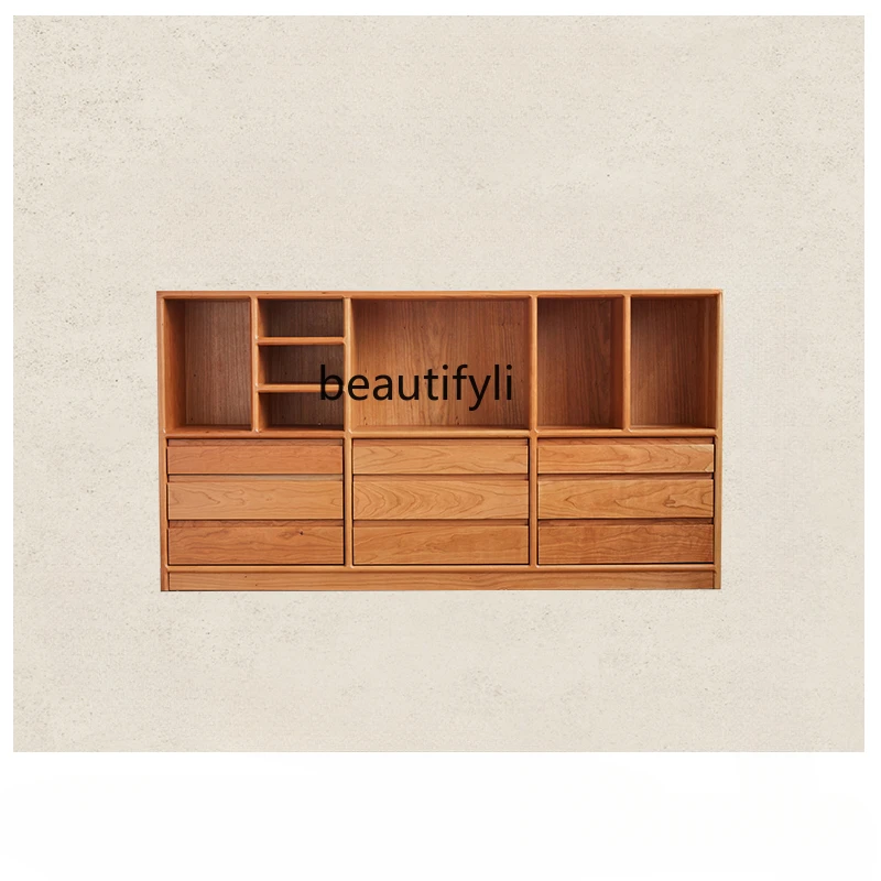 

Simple Solid Wood Bookcase Storage Combo Display Cabinet Cherrywood Bookshelf Nordic Floor Side Cabinet