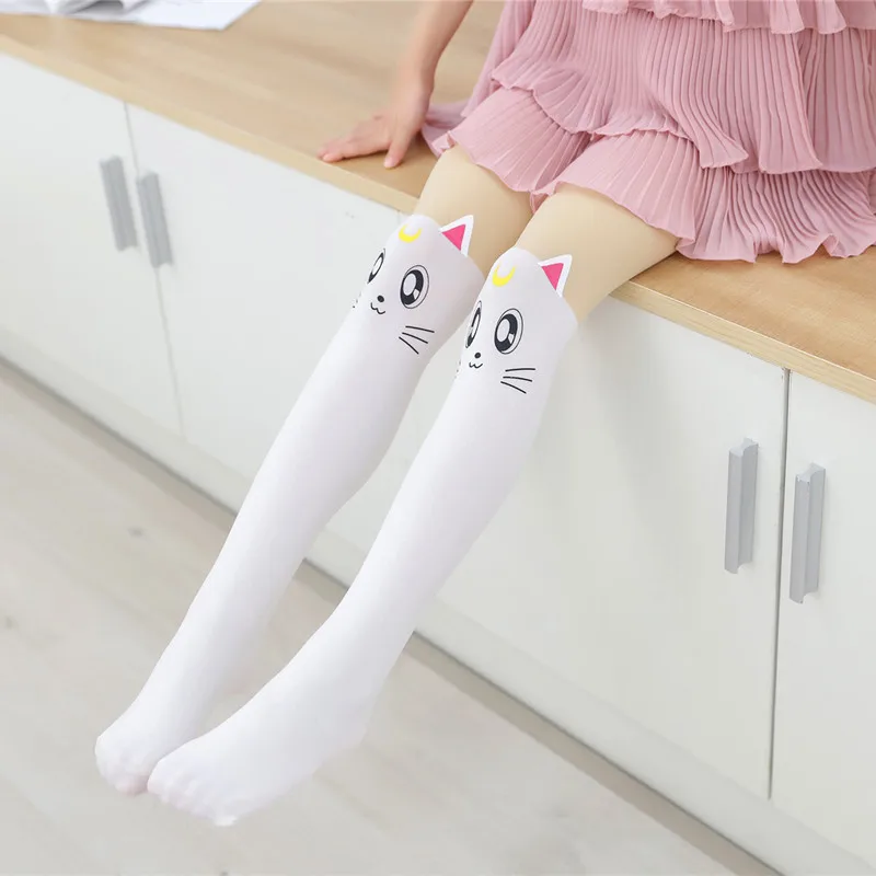 Spring autumn warm Baby Kids tights printing Cartoon Animal Bear pantyhose cats kitten Bunny Knee tattoo Student girls stocking