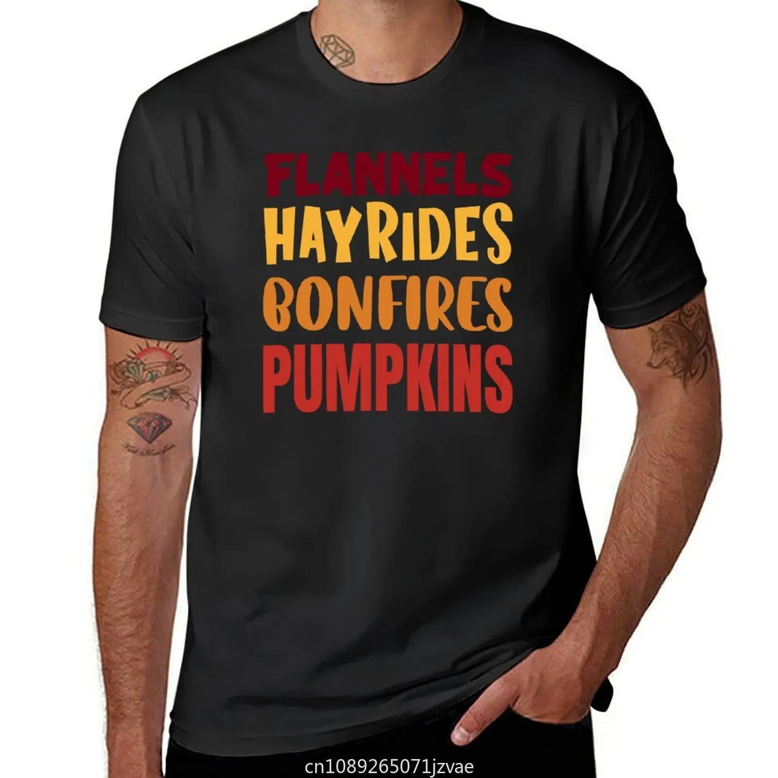 Flannels, Hayrides, Bonfires, Pumpkins - Fall 2021 T-Shirt graphics summer clothes tees customs design your own t shirt for men