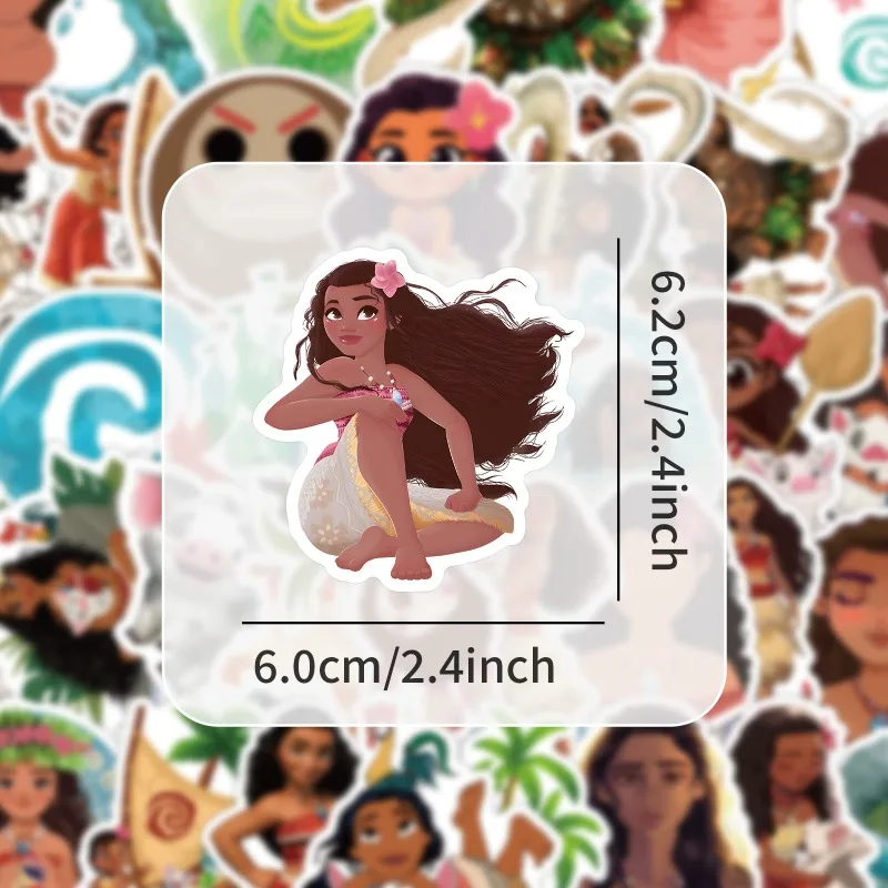 50/100PCS Disney Movie Moana 2 Stickers Cute Cartoon Graffiti DIY Skateboard Phone Case Motorcycle Waterproof Decal Kids Toys