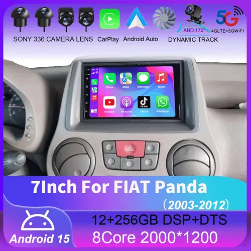 7 ""Radio de coche Android 15 para FIAT Panda 2003 2004 2005 2006 2007 -2012 reproductor Multimedia estéreo navegación Autoradio Carplay Auto