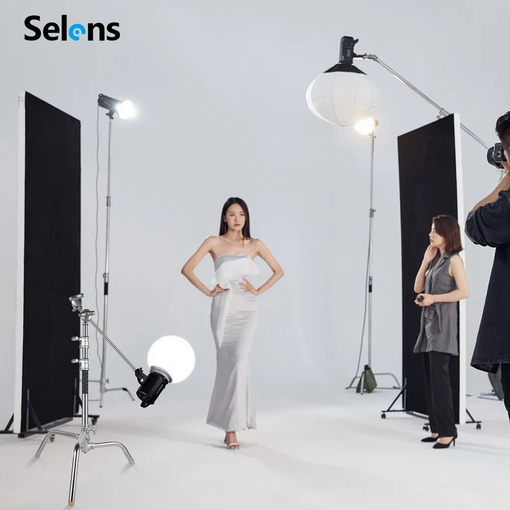 Selens 20-дюймовая подставка для освещения из нержавеющей стали, сверхмощный штатив C-образной подставки со стрелой, подходит для отражателя лампы SoftBox