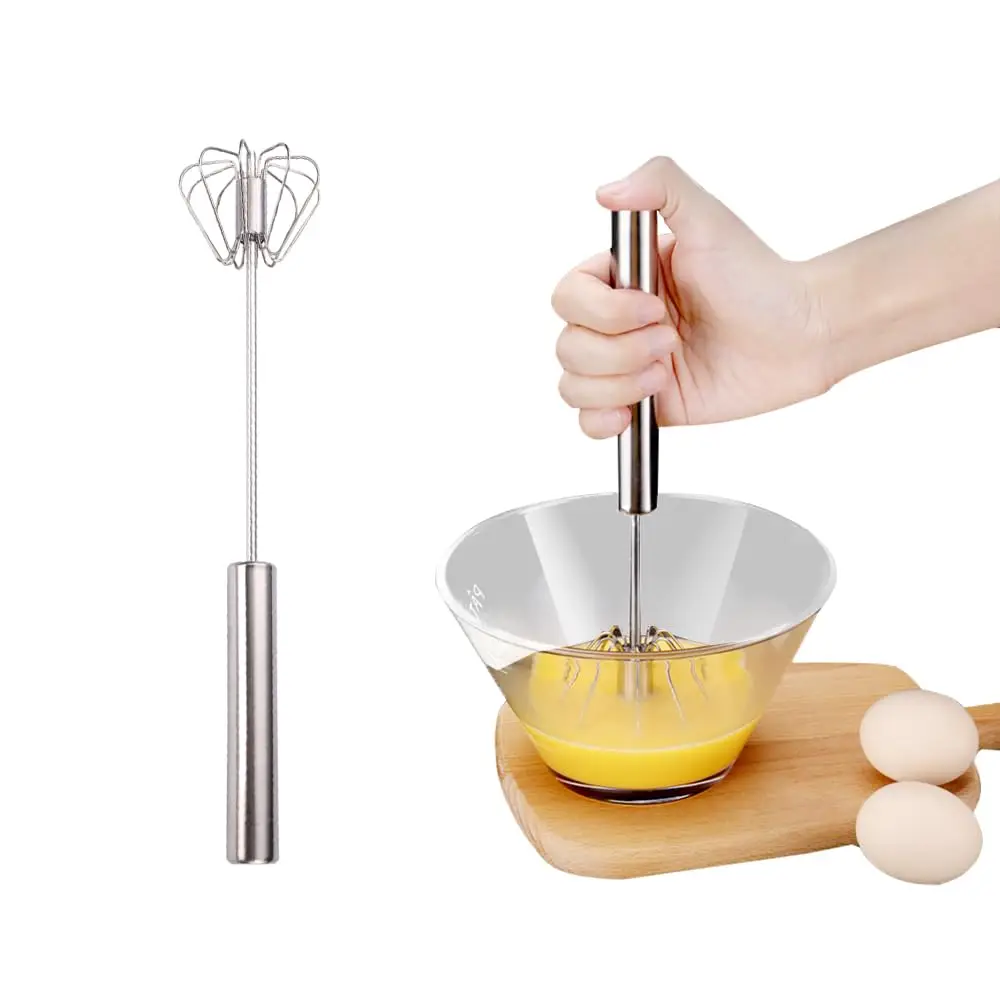 Upgraded Stainless Steel Semi-Automatic Whisk Hand Push Rotary Egg Whisk Blender Versatile Kitchen Tool for Efficient Mixing
