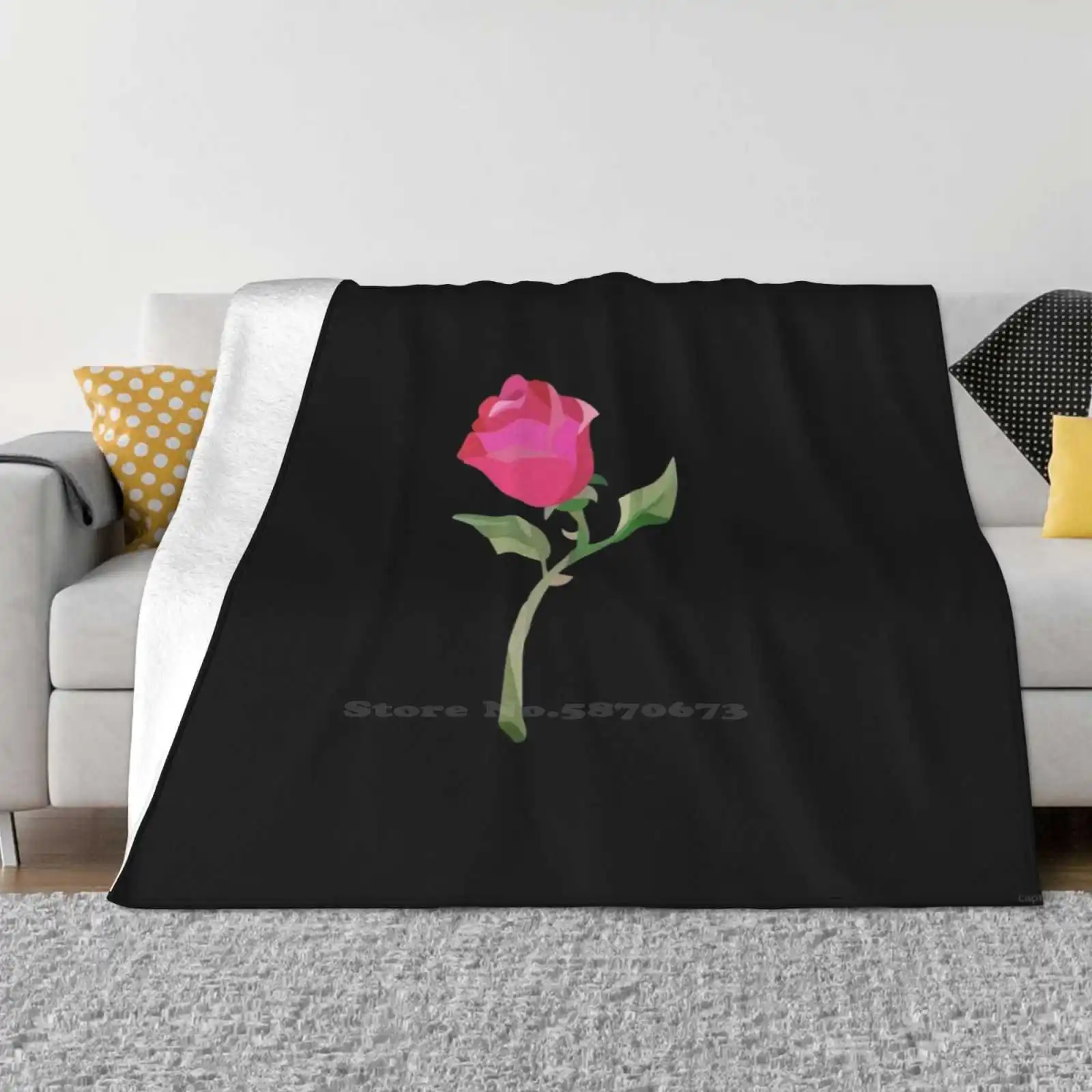 Stain Glass Rose-Beauty & The Beast Fashion Soft Warm Flannel Blanket Beauty Beast Belle Stain Glass Roses Petal Pink Red