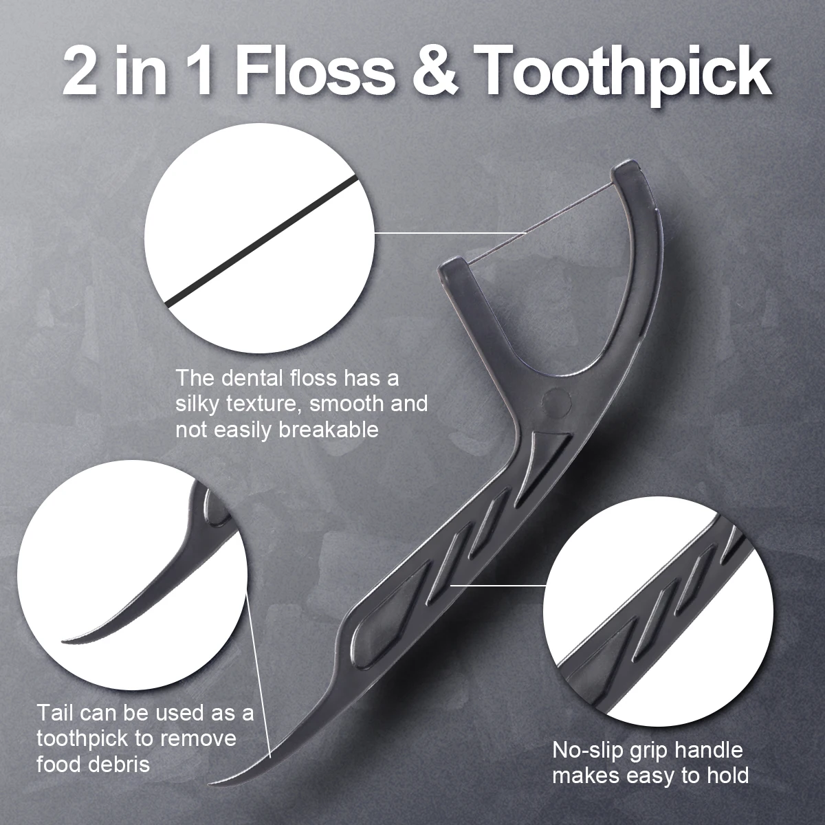 600/300/100/30PCS 2-in-1 Bamboo Charcoal Mint Dental Floss Stick, Interdental Cleaning Tool, Free Dental Floss Box, Suitable for