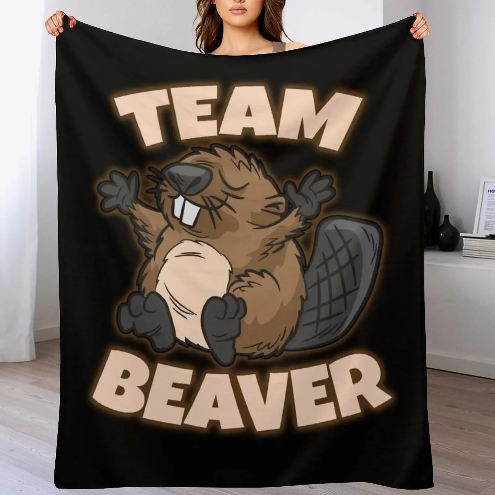 Team Beaver Throw Blanket Soft Warm Blanket Gift for Men Women Adults