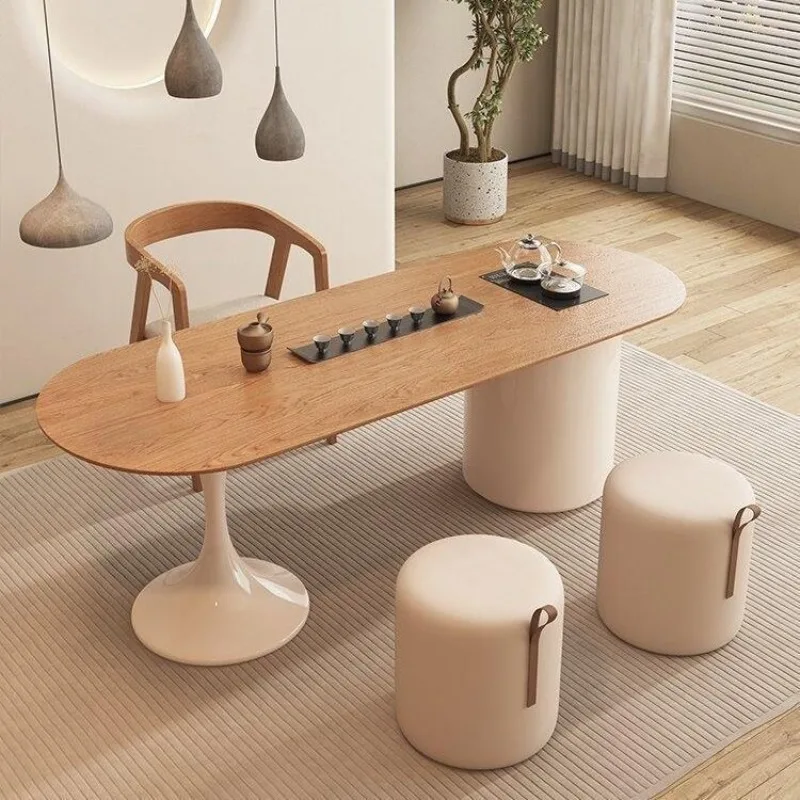 Leisure table, chairs, tea table, a complete set of solid wood tea table, silk flower