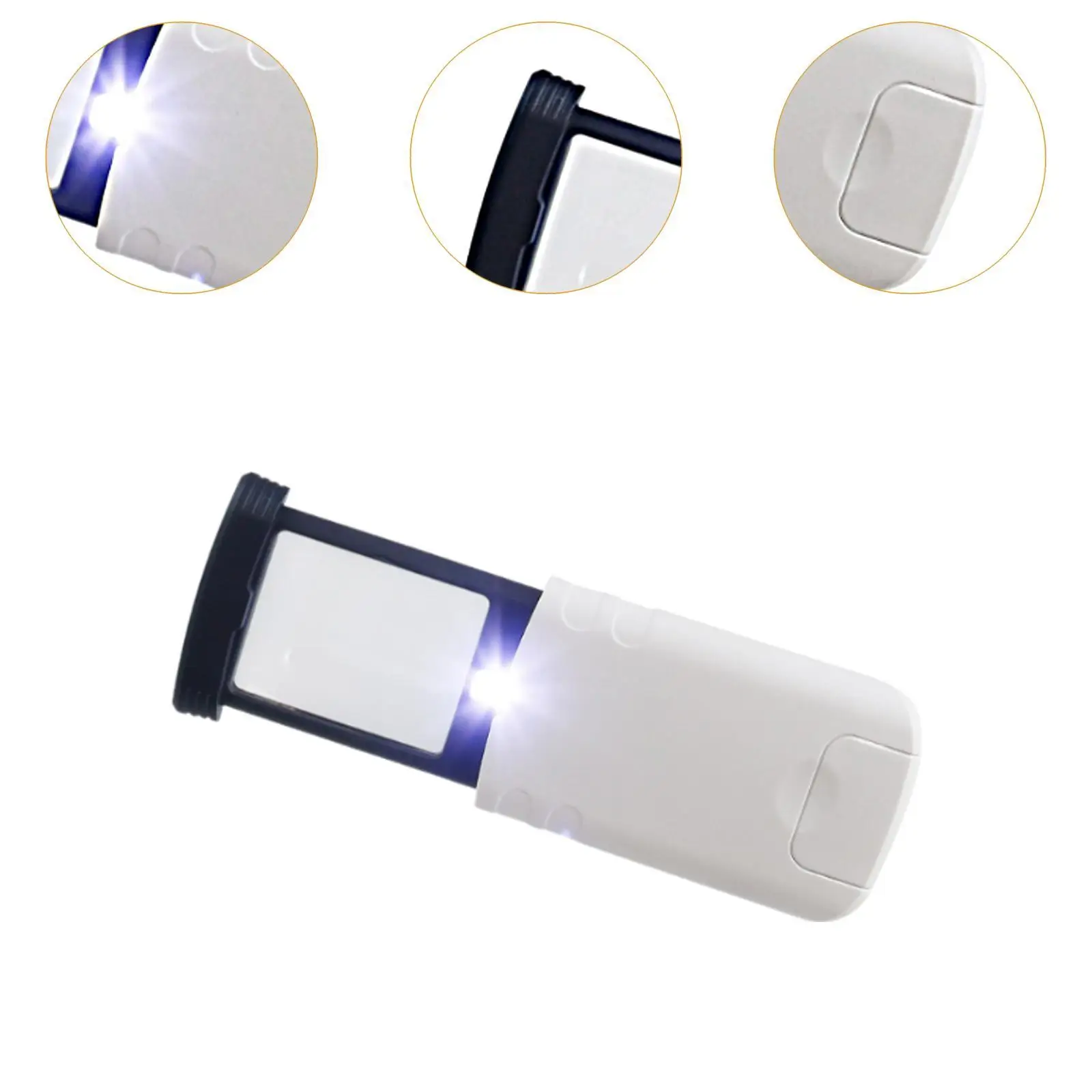 Lupa LED Lupa rectangular de cristal 4x Mini inspección de artefactos de joyería
