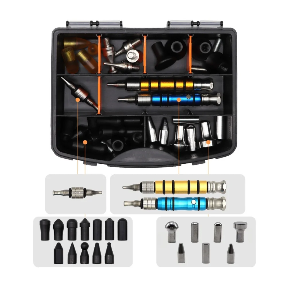 Magnetic Dent Repair Tool Set for Automobiles with 34 Components Including Pens for Surface Leveling and Dent Correction