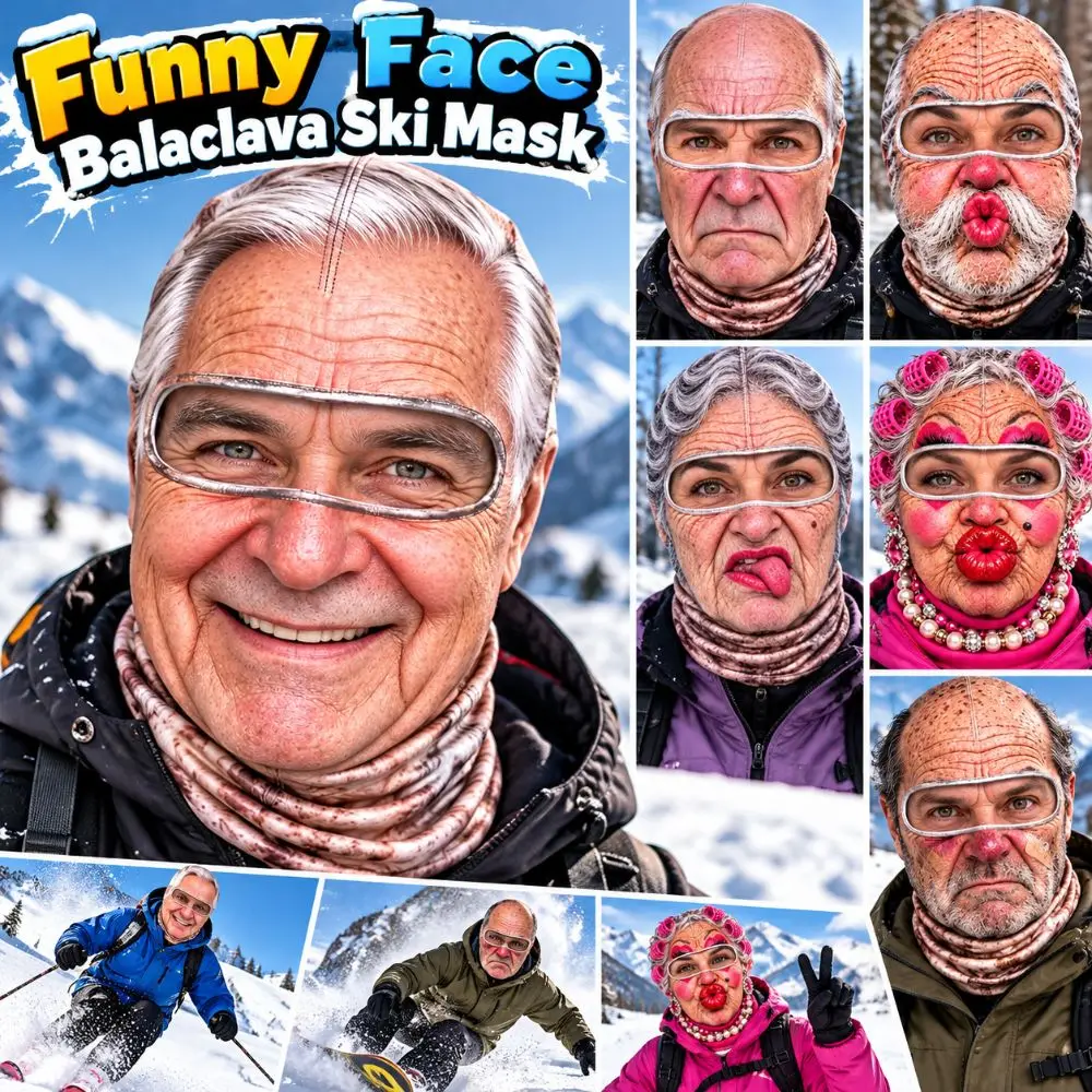 3D Face Printed Old Man Balaclava Face Mask White Mustache Breathable Eye Hole Winter Mask Cover Stretch Elastic Funny Ski Mask