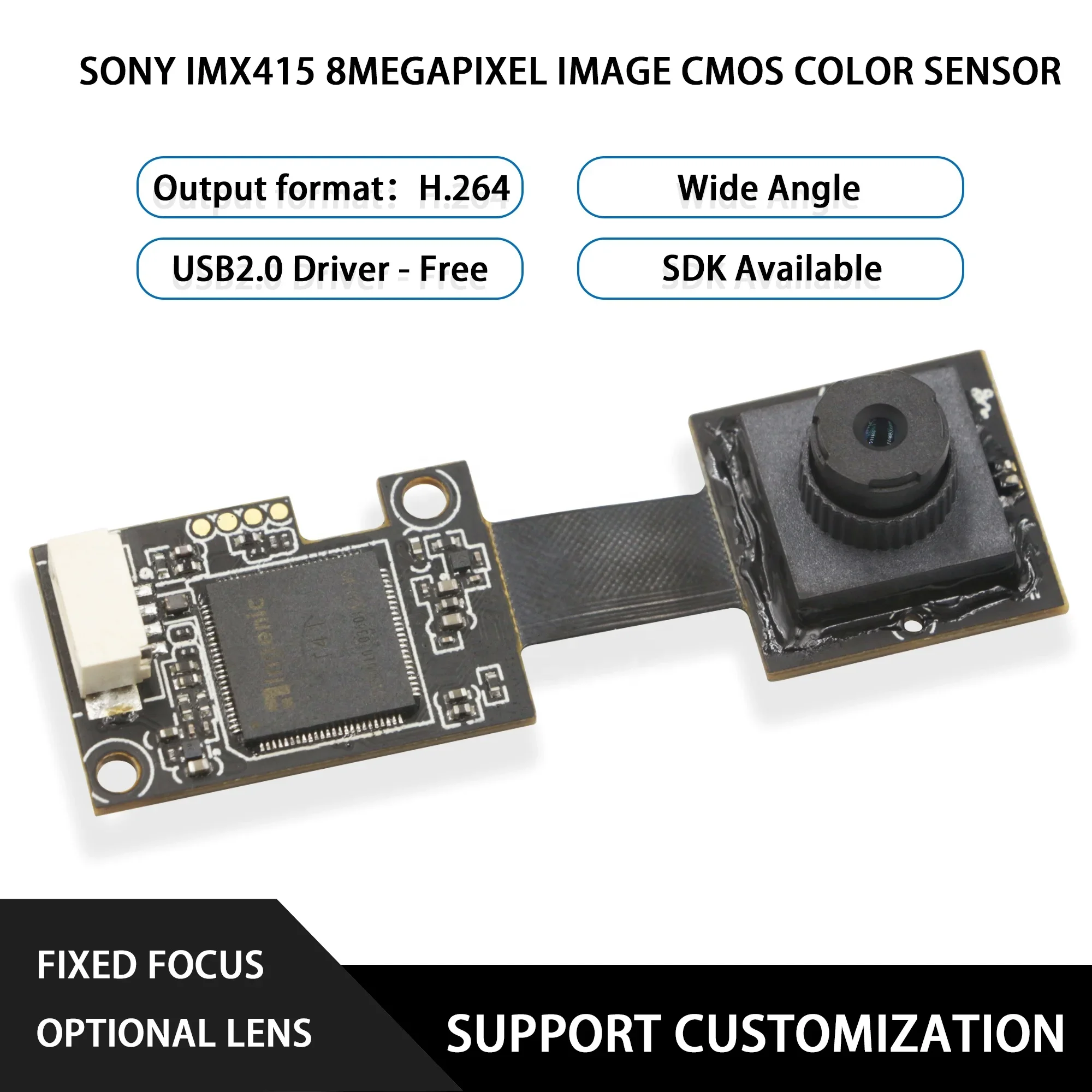 وحدة كاميرا 8MP IMX415 مستشعر 4K COMS صورة ملونة واجهة USB2.0 30FPS ثمانية ملايين بكسل