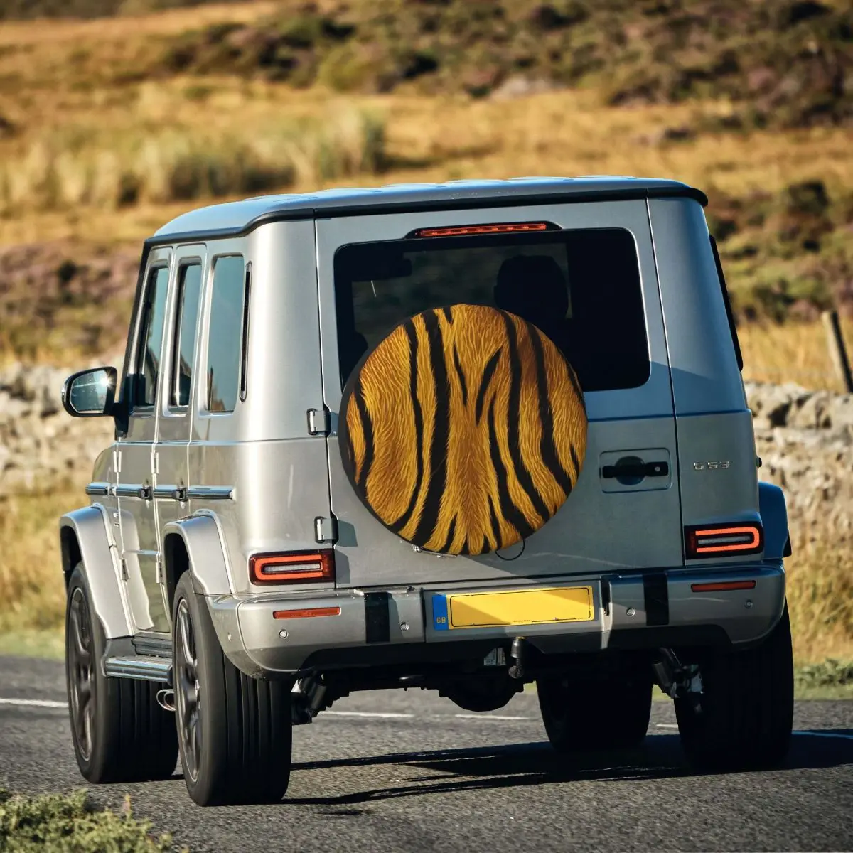 Copertura per ruota di scorta in pelle di tigre nera e oro per Jeep Hummer SUV RV Accessori per protezioni per ruote per auto 14 "15" 16 "17 "pollici