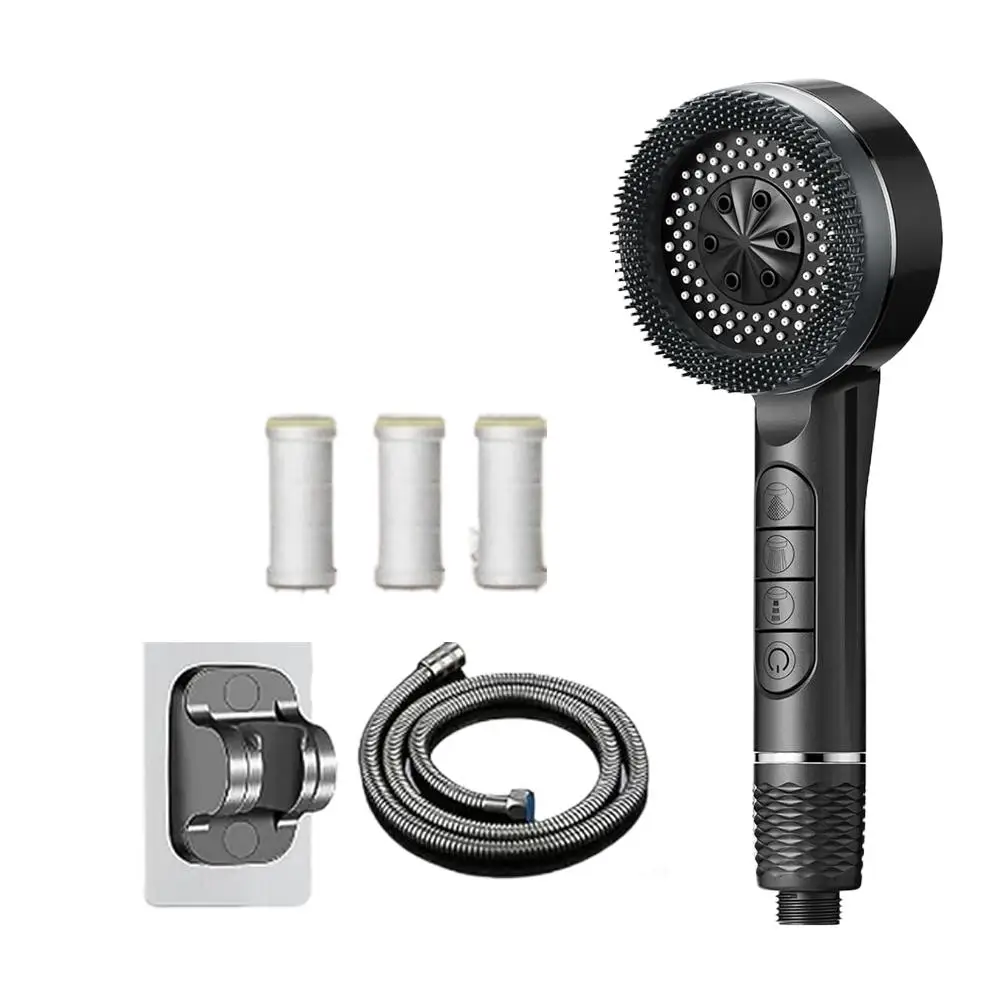 

1 шт., насадка для душа с фильтром и наддувом, четырехскоростная регулировка с водяным уплотнением, многофункциональный домашний душ, аксессуары для ванной комнаты