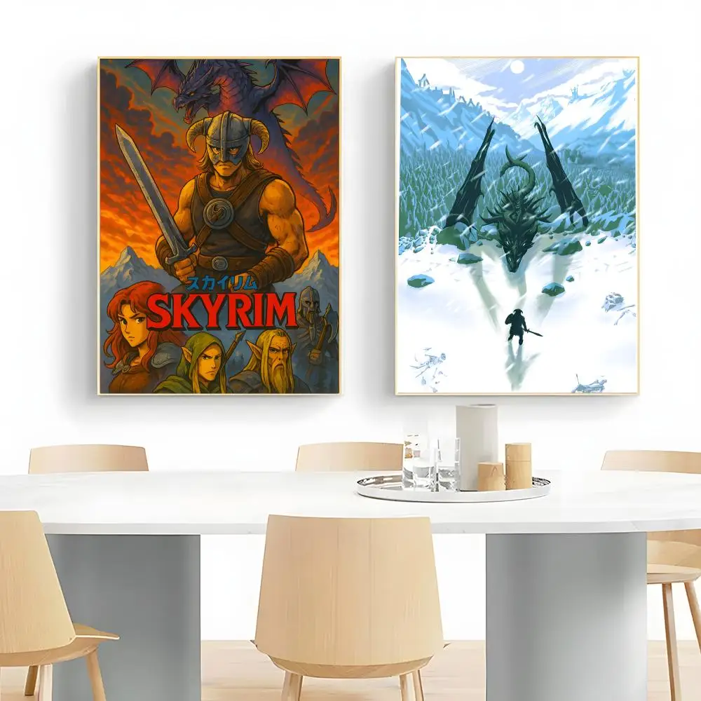 The E-Elder Scrolls V Skyrim Poster Wall Art Print Poster Decorative Mural Home Decor Gift Unframed