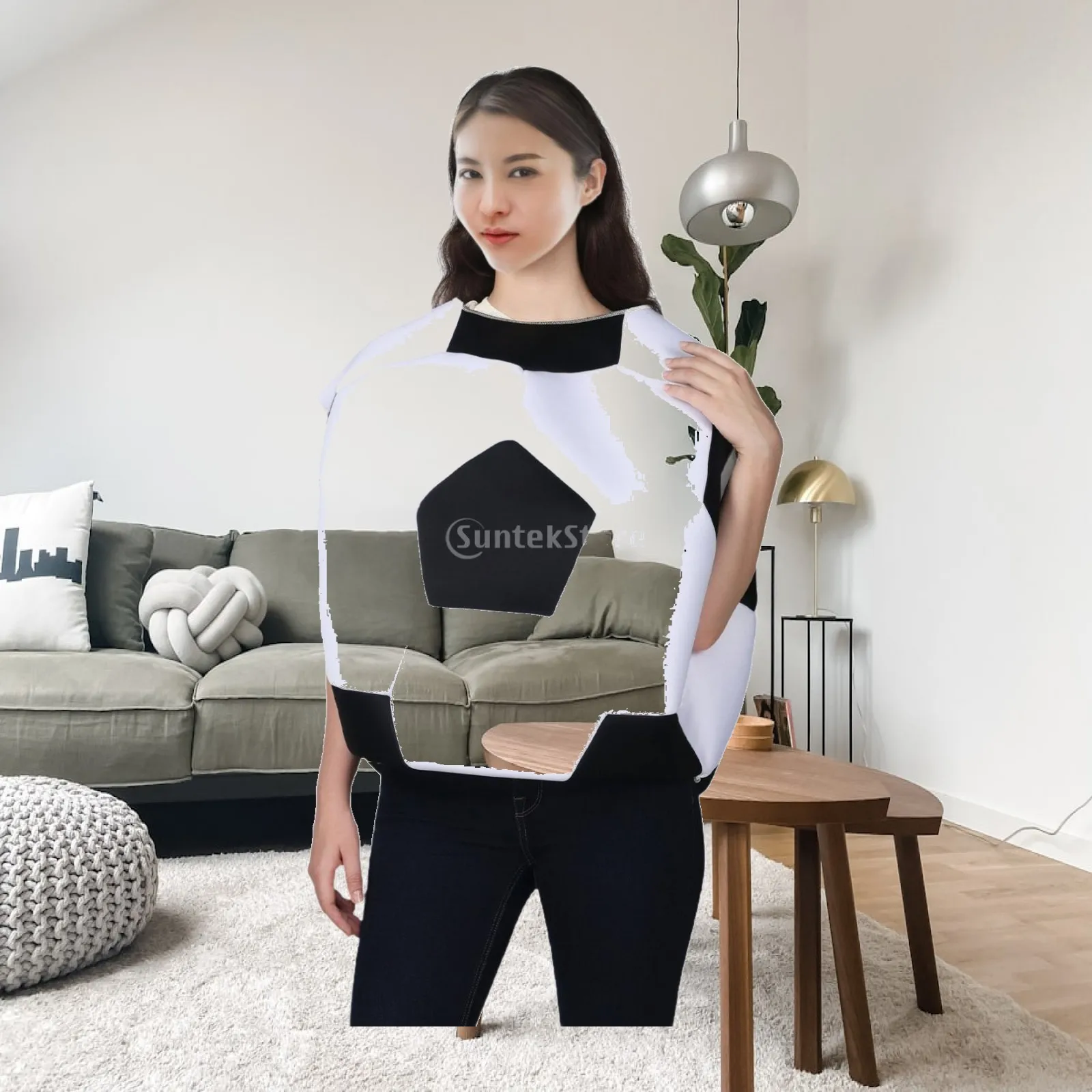 Soccer Ball Costume Classic Black White Cosplay Outfit Quick Dry Polyester for Holiday Events and Performances