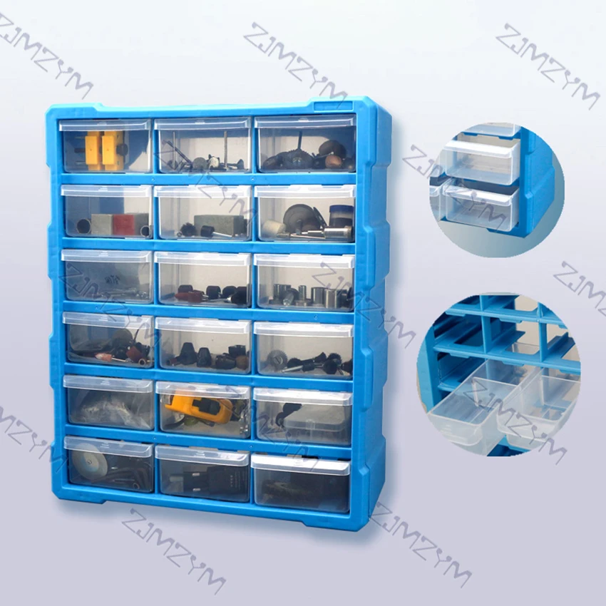 Parts Storage Box Component Screw Tool Box Wall Mount Multi-Grid Drawer Plastic Hardware Storage Cabinet Craft Organizer Case