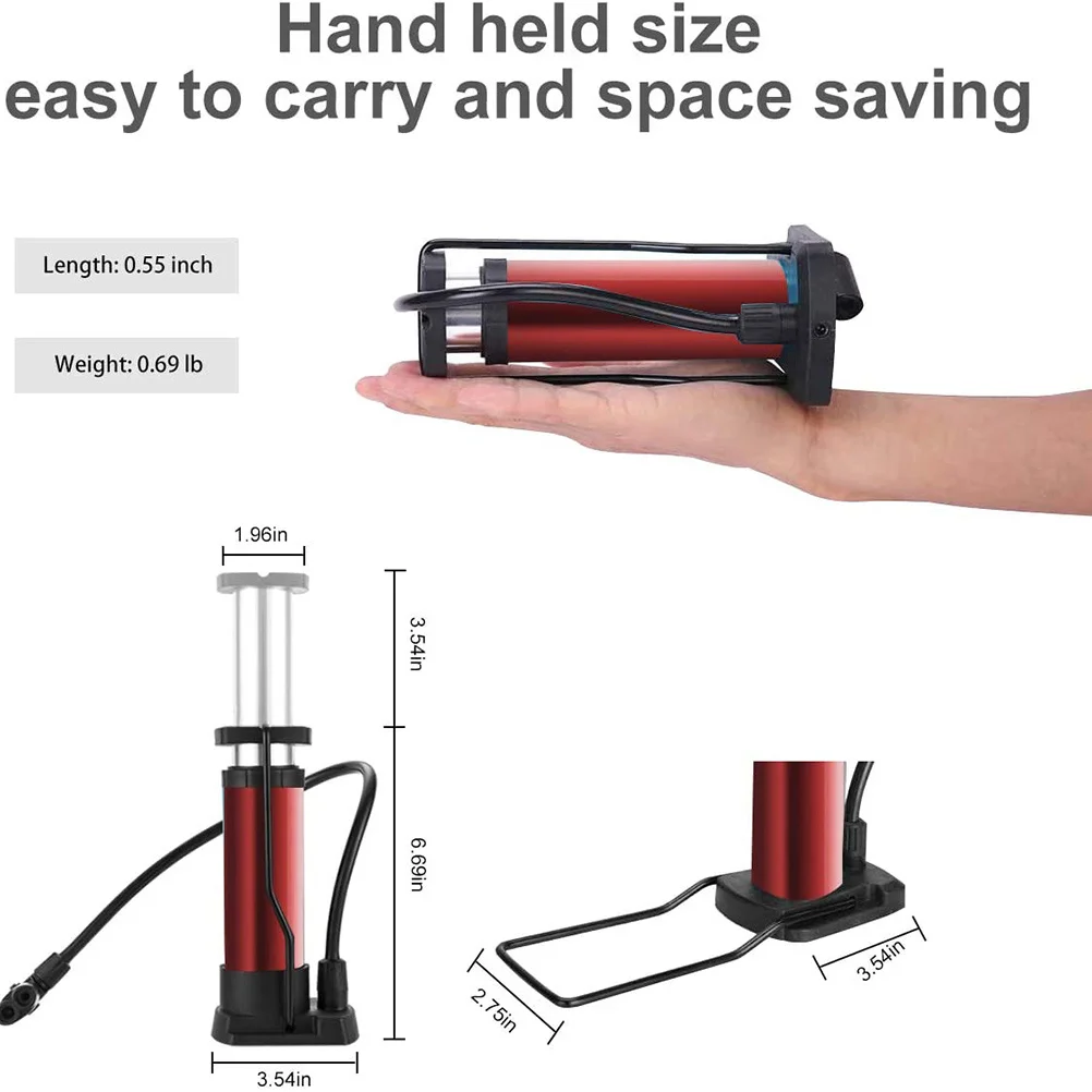 

1pc Portable Metal Foot Pump For Bike Tires Compact Air Inflator With Ball Needle For Bicycle Motorcycle Riding Inflatable Items