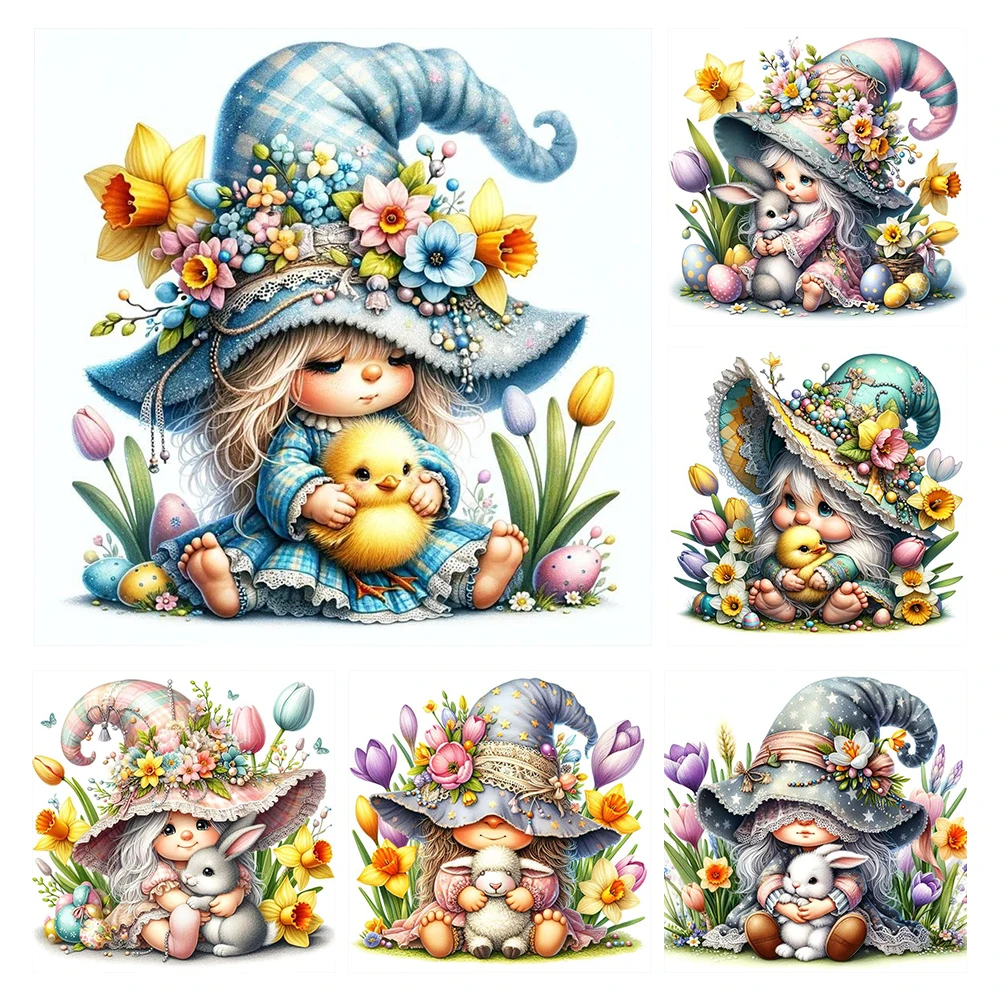 Printed Gnome Cross Stitch Complete Kit Handiwork Knitting Needlework DecorFull Embroidery Eco-cotton Thread 11CT 50*50cm