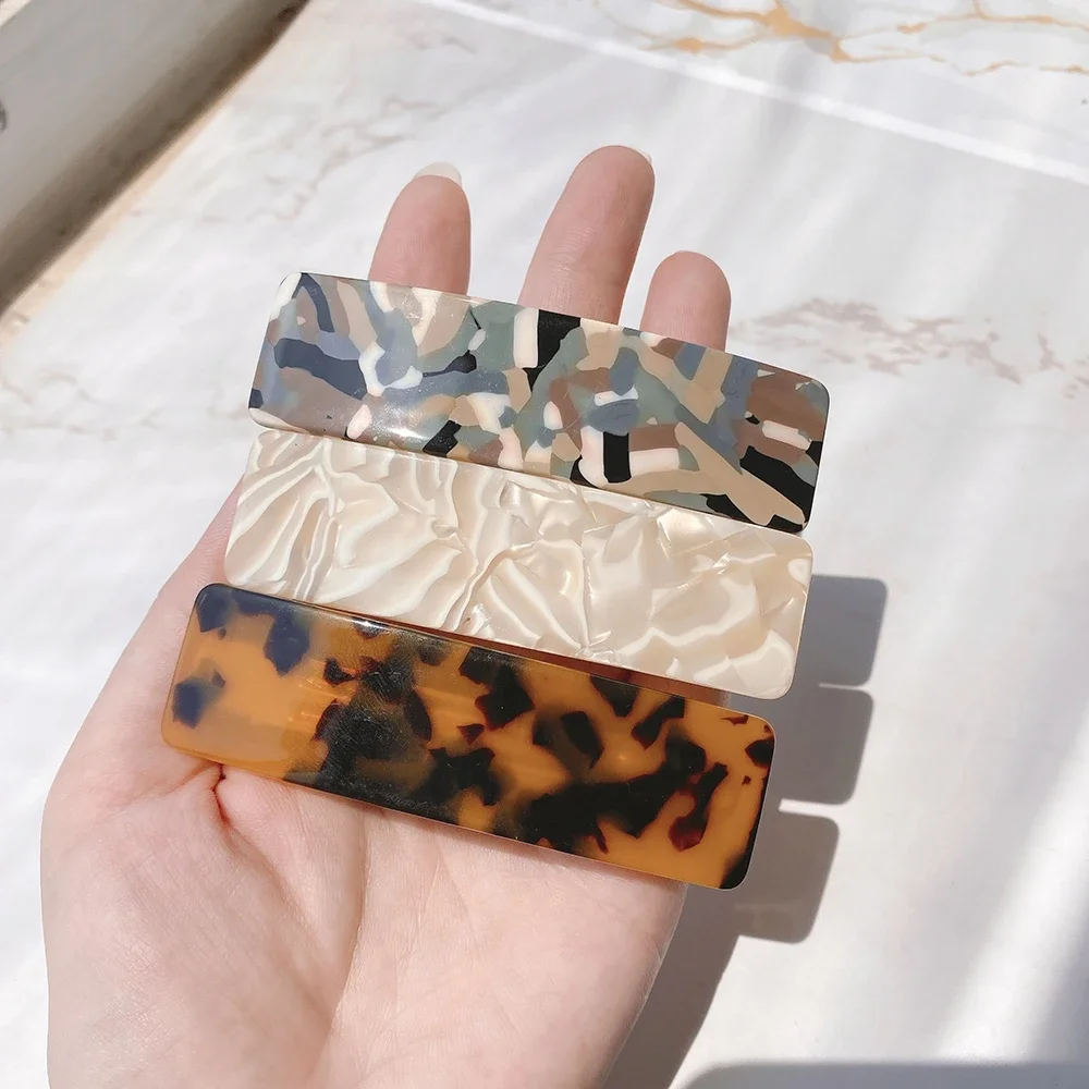 Fashion Leopard Marble Acetate Hairgrips Barrettes Geometric Hair Barrettes Clip Women Glitter for Girl Hairpin Hair Accessories