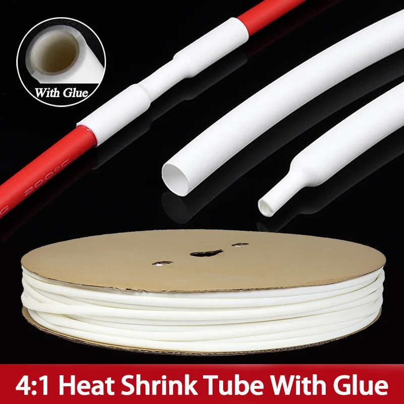 4:1 Heat Shrink Tube With Glue White Diameter 4mm 6mm 8mm 12mm 16mm 20mm Dual Wall Thermoretractile Tube ﻿Cable Protector Sleeve
