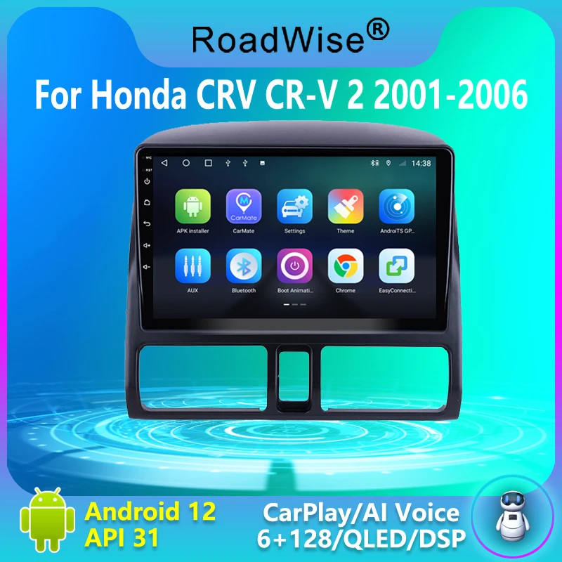 

Roadwise 8+256 Car Radio Android 12 For Honda CR-V CRV 2 2001 - 2006 Multimedia Carplay 4G Wifi DVD 2 Din GPS Autoradio Stereo