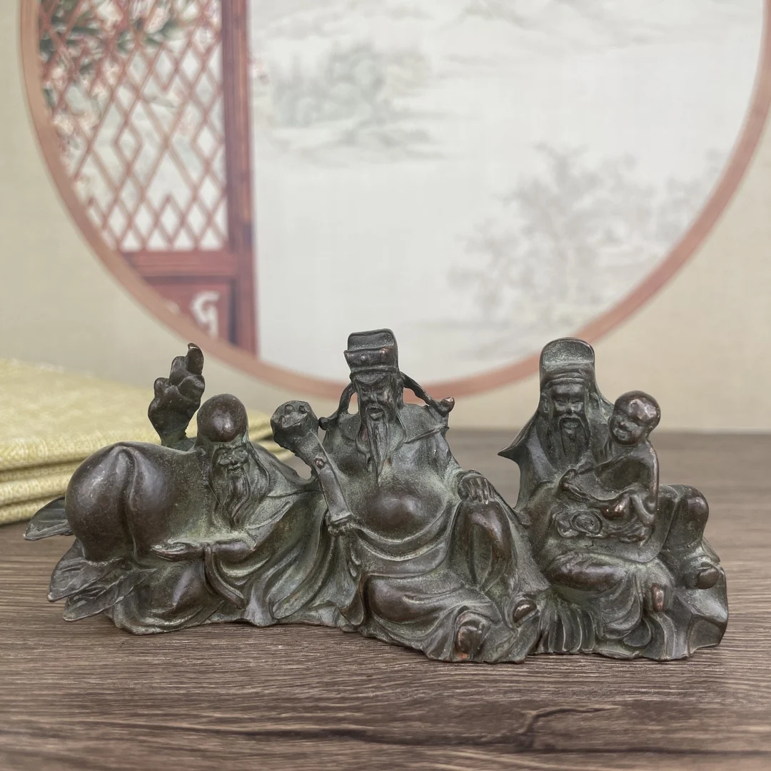 Statue of Blessings from the Three Immortals of Wealth, Prosperity, and Longevity Approximately 11.8 centimeters in length, 3.7