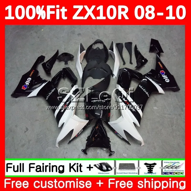 Injection Body For KAWASAKI NINJA ZX-10R ZX Factory Red 10 R 10R 1000 CC 110No.186 ZX10R 08 09 10 ZX1000 2008 2009 2010 Fairing