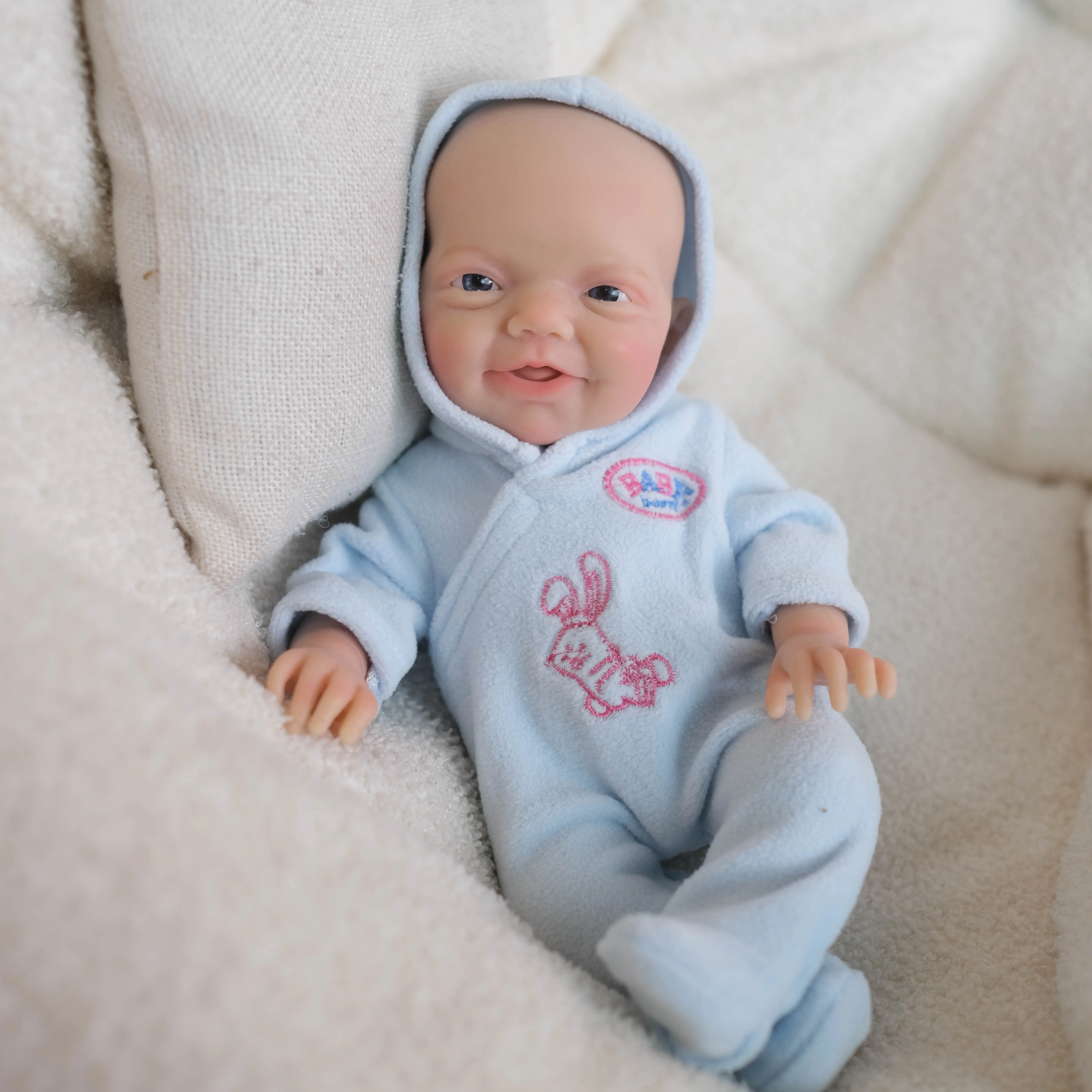 NPK 8inch Solid Silicone Baby Doll Charlie Super Soft Squishy Elastic Platinum Silicone Weighted 320 Grams