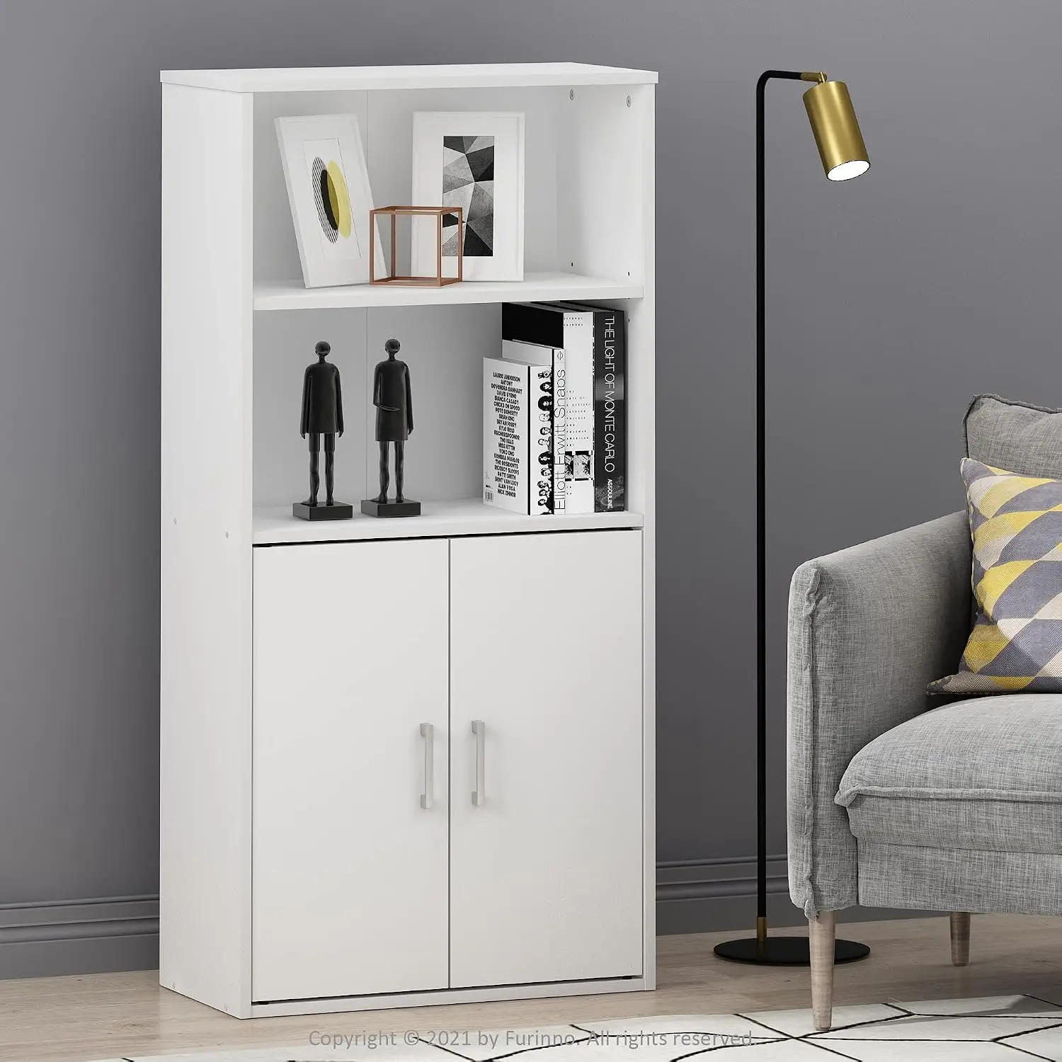 4-Tier Storage Bookcase & Multipurpose Shelf, White, Customized