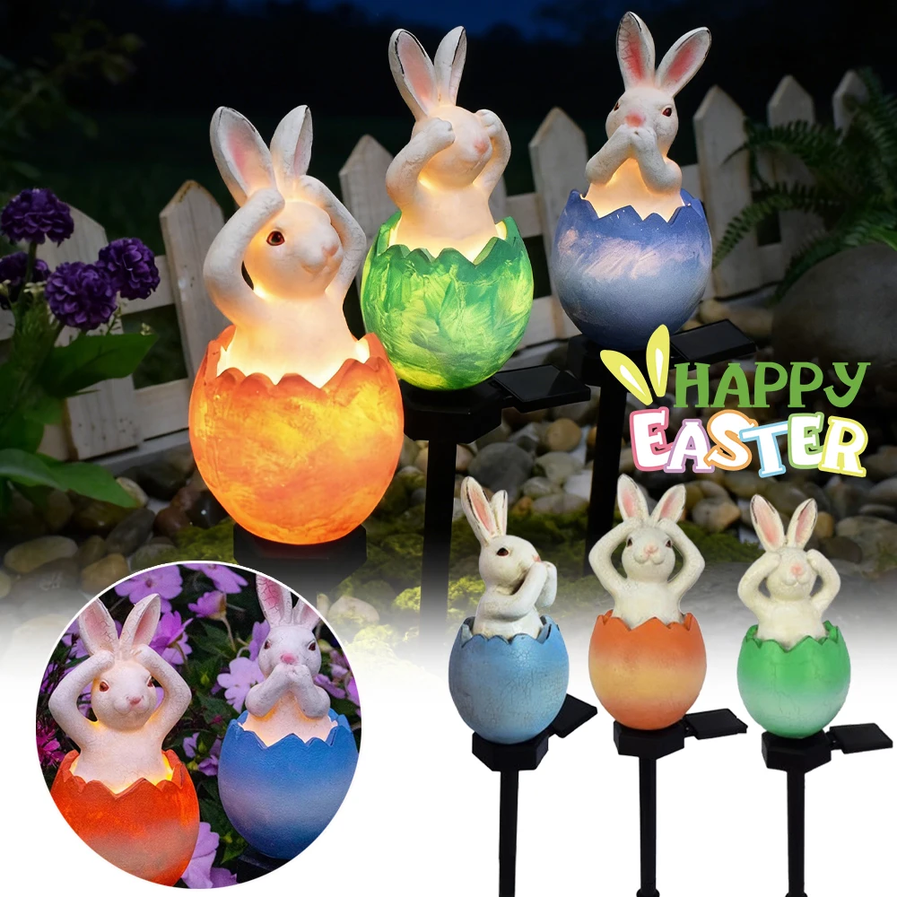 Solar Powered Garden Lights Outdoor Rabbit Decor Resin Animal Patio Lantern With Motion Sensor For Lawn Atmosphere Lighting