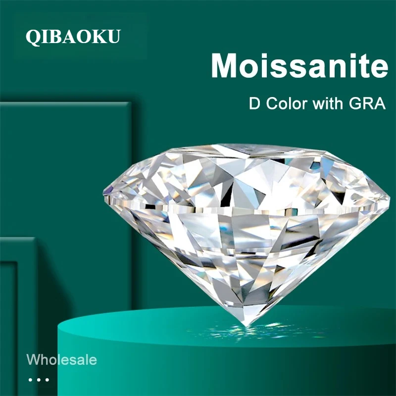 QIBAOKU Moissanite Stones 3 MM to 10 CT D Color VVS1 Round Shape Cut Lab Grown Diamond with GRA Gemstones Wholesale 2026