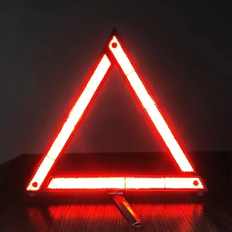 Car Emergency Breakdown Warning Triangle Red Reflective Road Safety Hazard Car Tripod Portable Foldable Stop Sign Reflector
