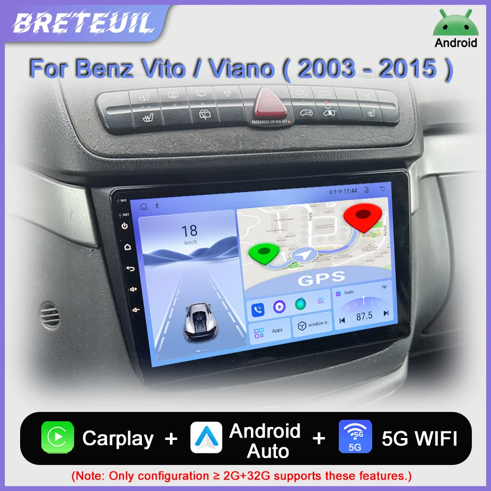 Para Mercedes Benz Vito W639 Viano W639 2003 2004 2005 2006 2007 2008 2009 2010 2011 2012 2013 2014 2015 Radio de coche Android Reproductor de vídeo multimedia Navegación GPS Carplay Auto Estéreo Sistemas inteligentes