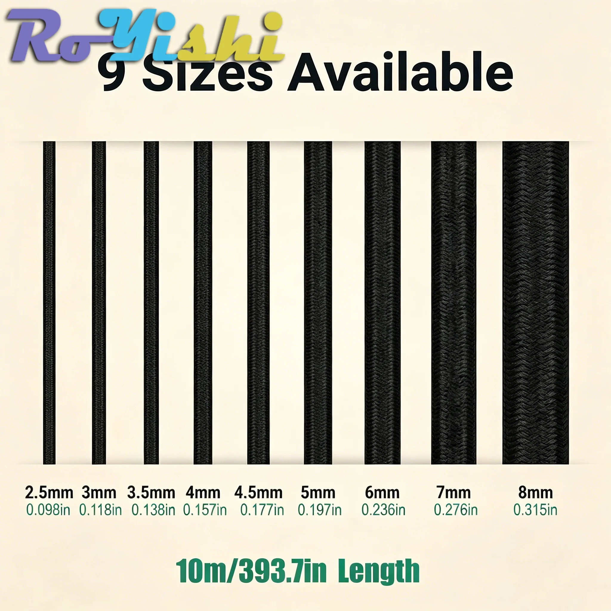 2.5-8MM Black Strong Elastic Cord Rubber Band Sewing Clothing Craft Supplies Elastic Band Elastics Rope Bands Accessories