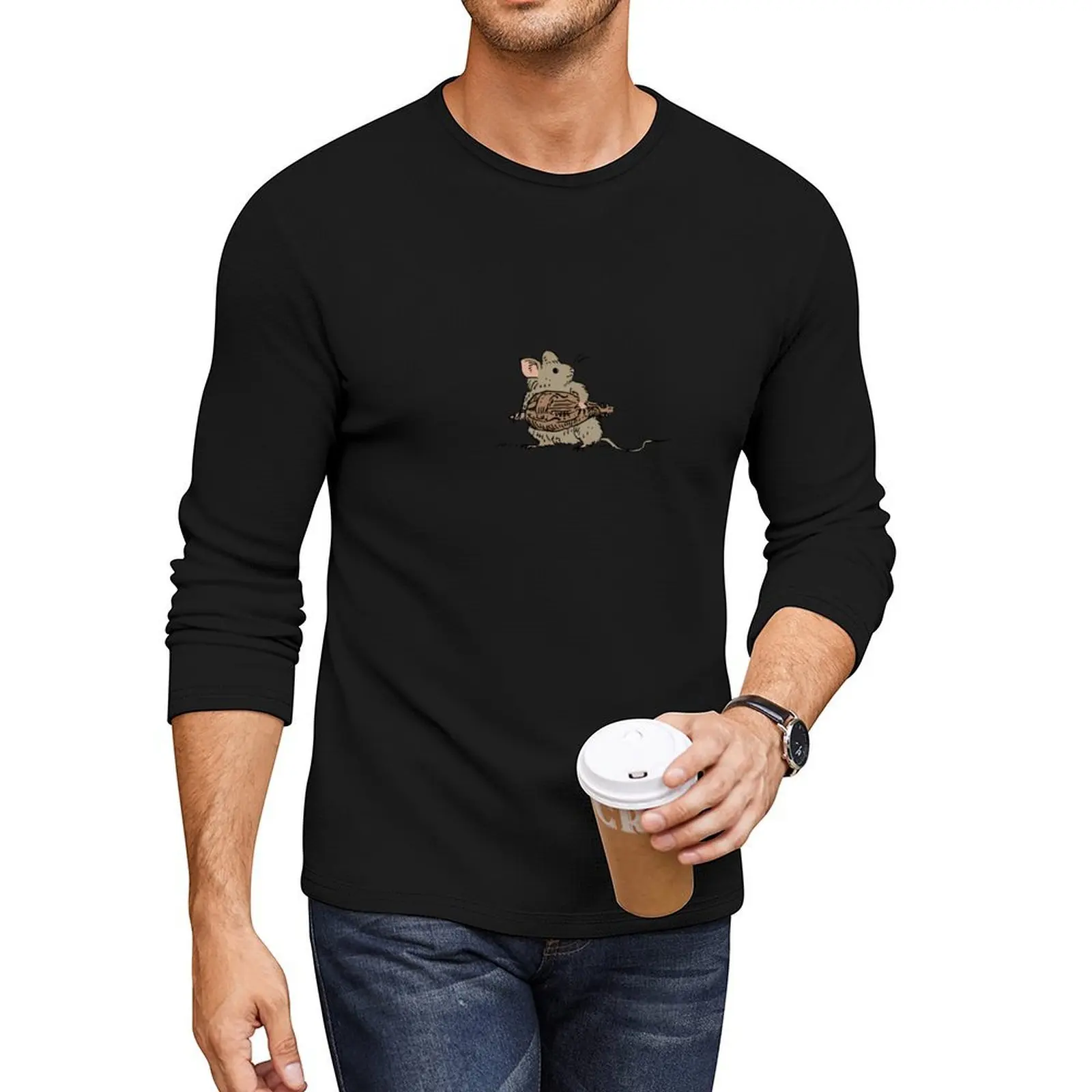 Hurdy Gurdy mouse Long T-Shirt black t shirts tees man clothes quick-drying t-shirt mens plain t shirts