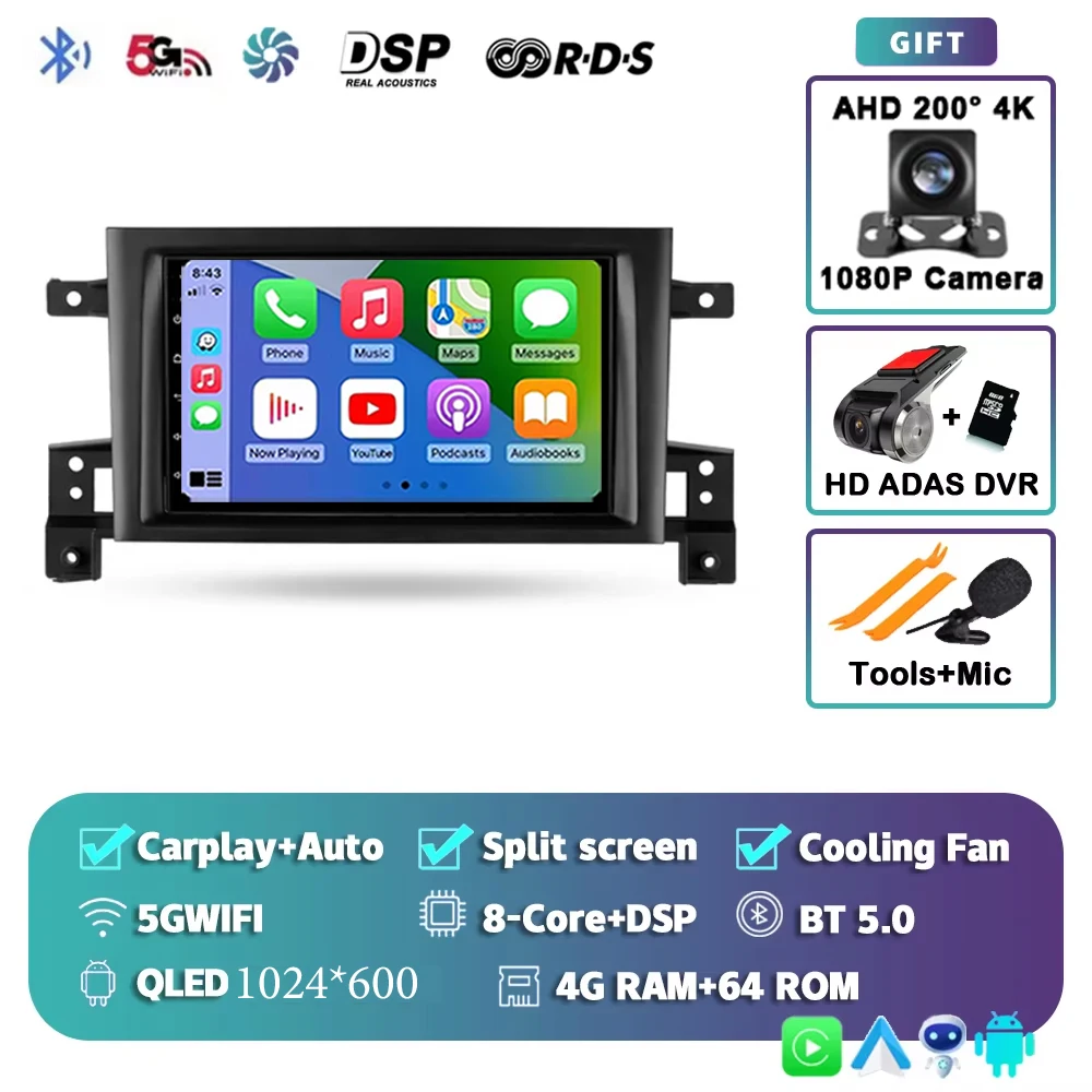 NAVIRELAX 7 zoll Für Suzuki Grand Vitara 3 2005 - 2015 2K 12 + 256 QLED Android 14 CarPlay Auto radio Multimedia Video Player GPS stereo Kopf 9