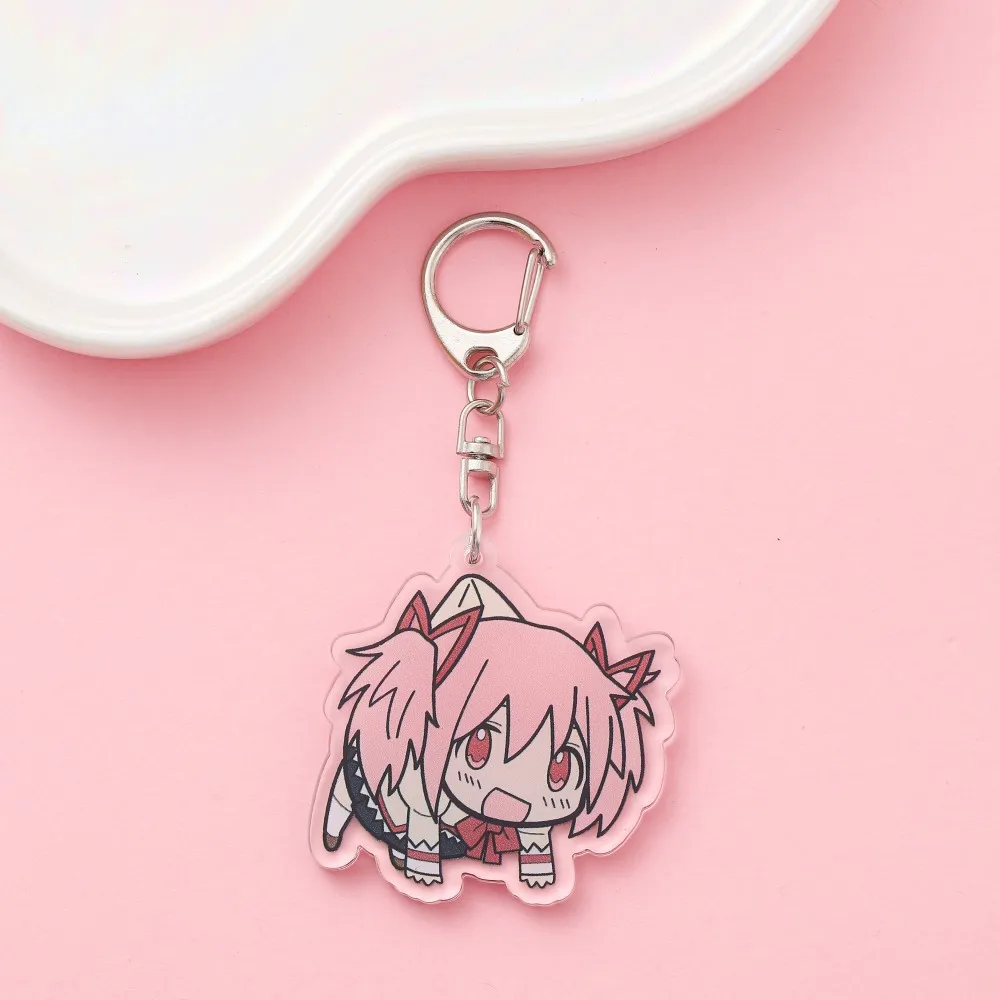 1/8Pcs Anime Figures Puella Magi Madoka Magica Acrylic Keychain Backpack Pendant Bag Charms Accessories Decoration Holiday Gifts