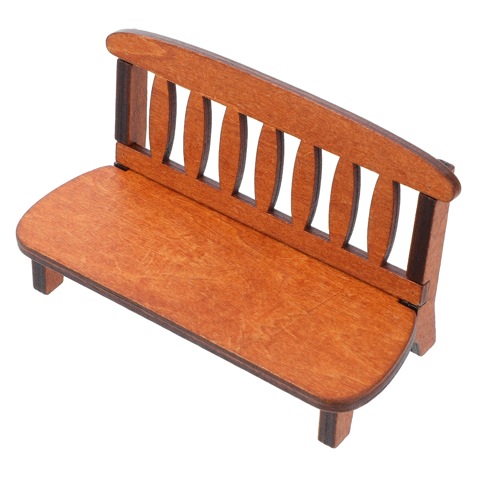 

1pc Wooden Bench Ornaments Mini Settee Model Home Layout Photo Prop Vintage Elegant Retro Style Craftsmanship Superior Details