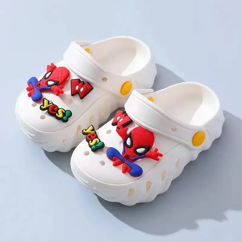 Summer Baby Boys Sandals Closed Toe Kids Cartoon Marvel Spiderman Print Slippers Non-slip Girls Sport Soft Beach Shoes 24-30