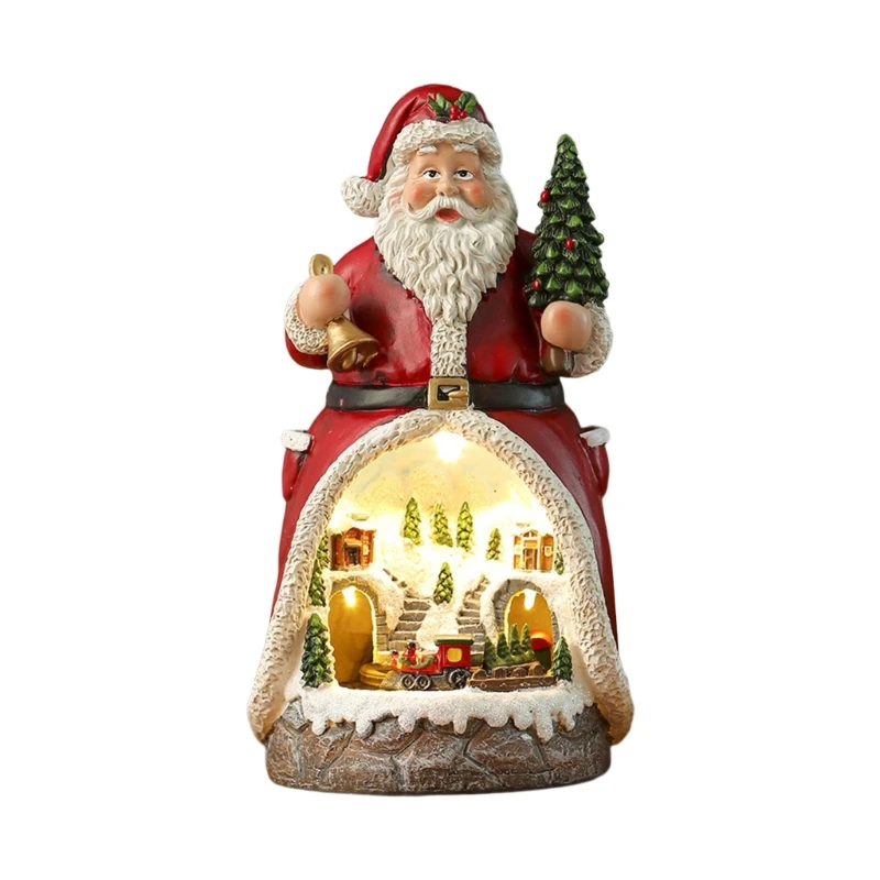 

Lighted Christmas Cabin Music Box with Train Resin Music Box With LED Light For Men Women Kid Birthday Christmas Present